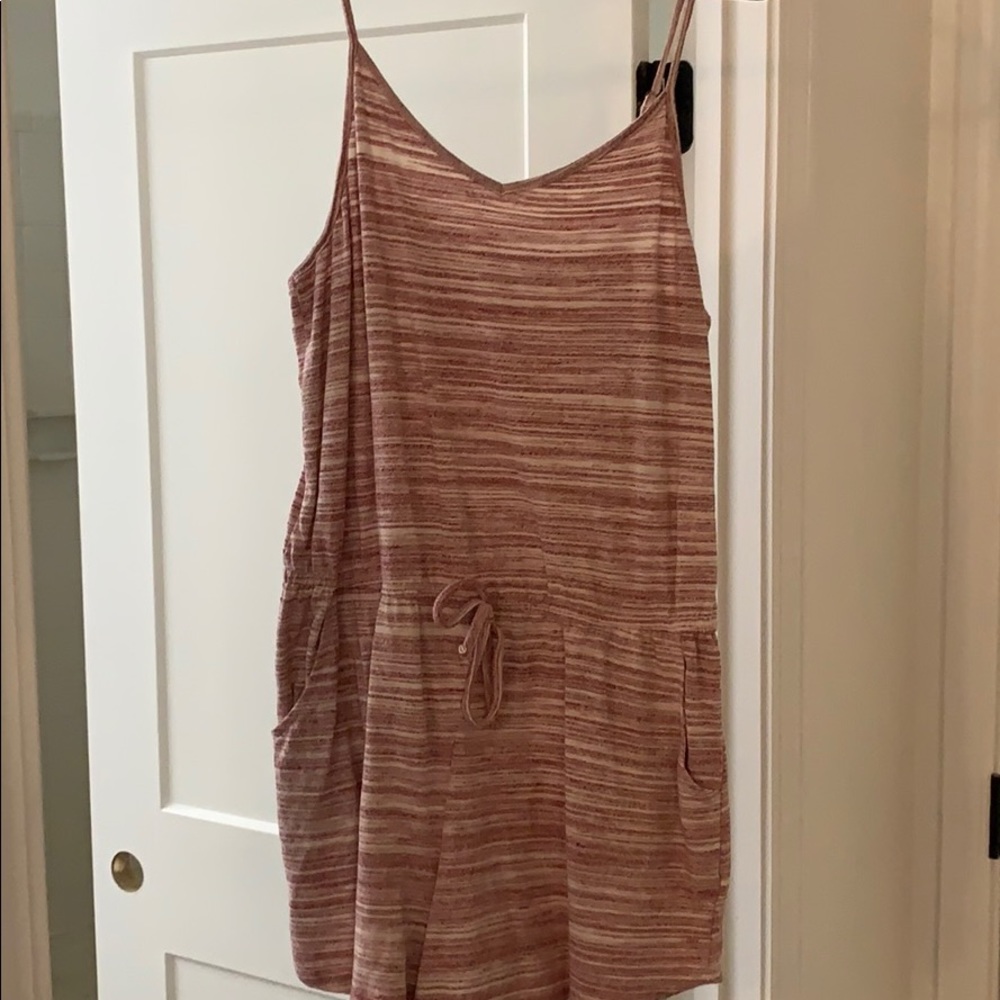 Red and white striped romper